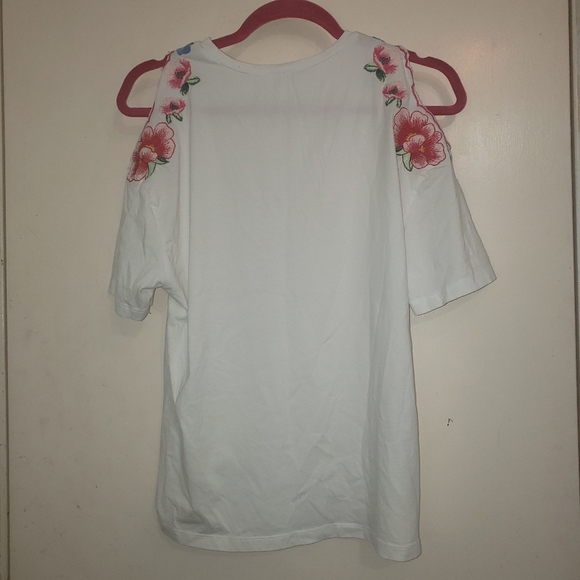 White Zara floral shirt with cutout sleeves - Picture 2 of 6